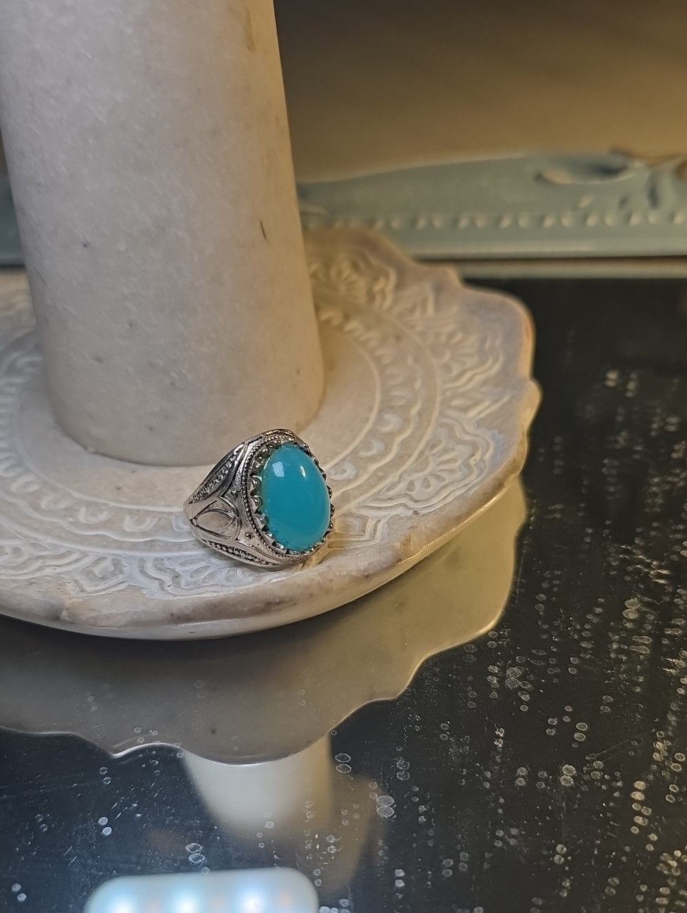 Sterling And Turquoise Ring Mens Size 11